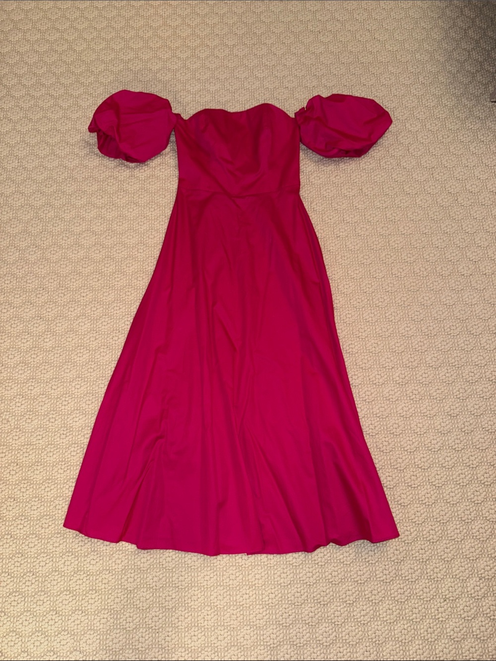 NBW Fushia Kasia Off-Shoulder Puff-Sleeve Maxi Dress